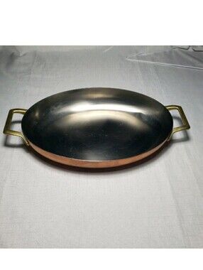 Revere Ware Paul Revere 12" Oval Copper Pot Stainless Roaster Server Baking Dish